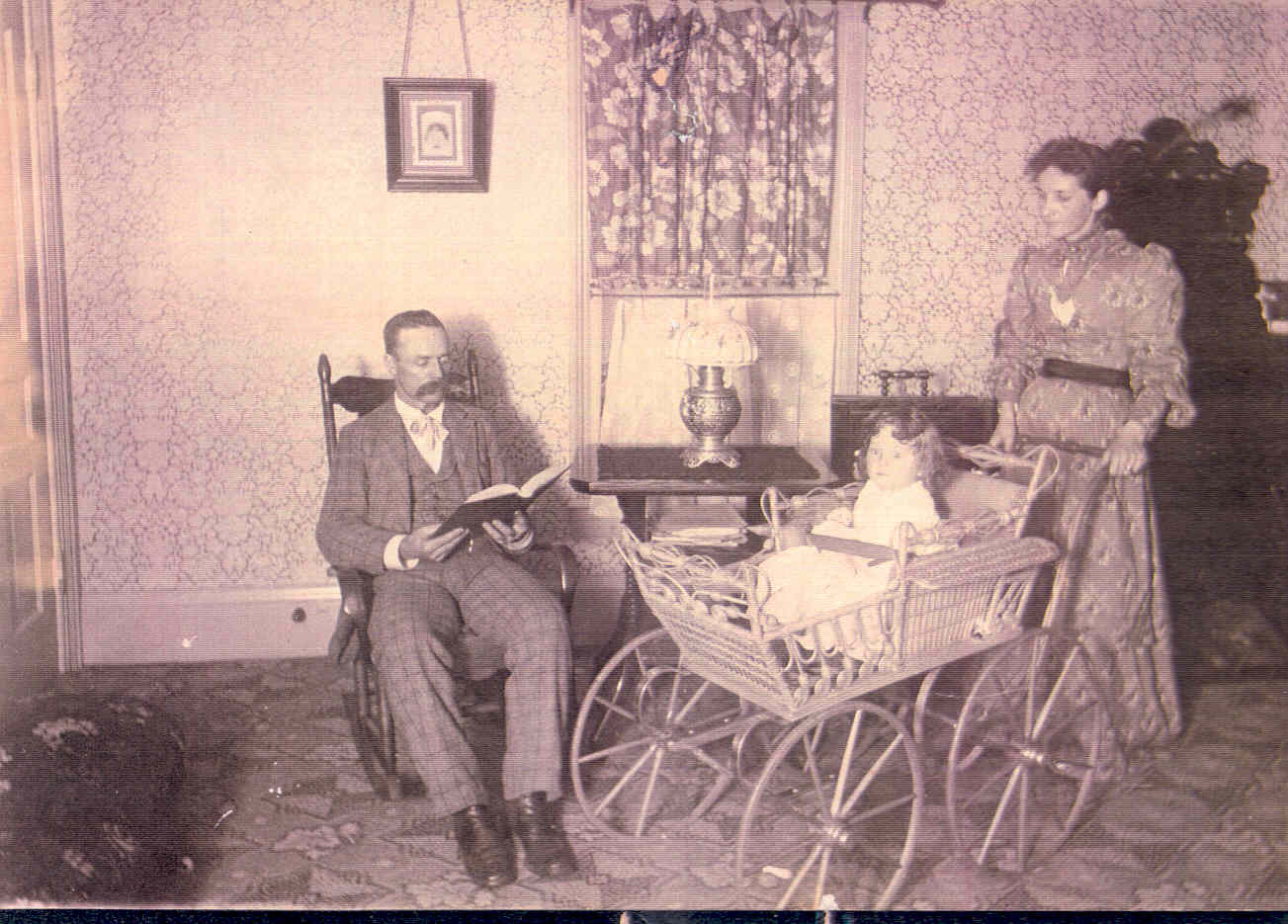 My great-great-grandfather Osborne Alexander Myers at home with his family. Michigan, circa 1893.